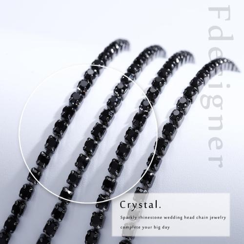 Black Crystal Flapper Head Chain Masquerade Mask Headpiece Wedding Bride Rhinestone Headbands Costume Headwear Women Hair Accessory