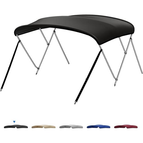KEMIMOTO Bimini Top for Boat, Bimini Tops Cover 600D Marine Grade Canvas Boat Canopy with 6ft Length 54 in - 96 in Width 46 in Height, Includes Mounting Hardware, Straps Rear Support Poles
