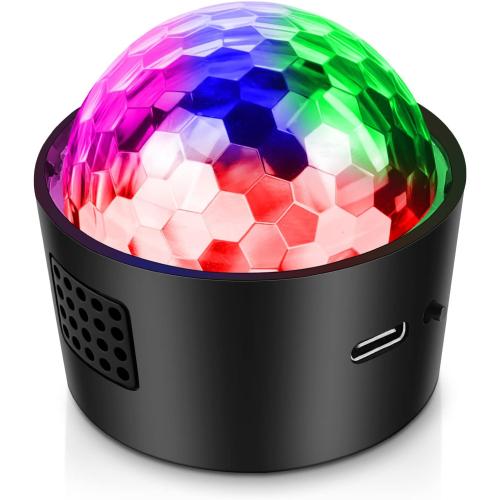 Mini Disco Ball Light,Rechargeable Party Lights,Sound Activated Strobe DJ Light,Portable Battery Operated,Night Lights Projector for Kids,Halloween,Disco Decoration for Car/Parties