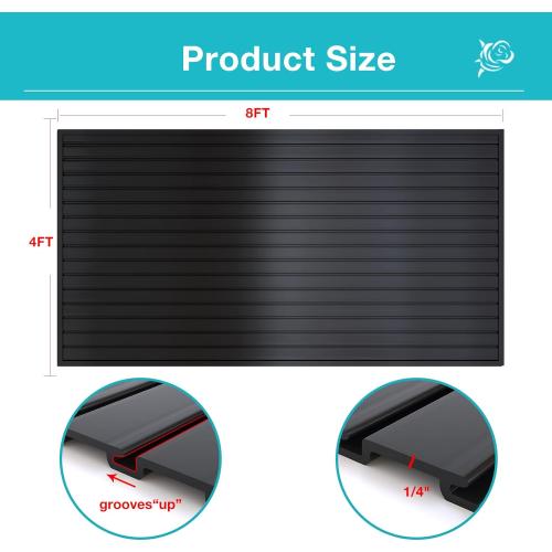 Black 4x8ft NeatiEase Slatwall Panel Wall Storage Systems, 4 x 8ft Slat Wall Paneling Garage Wall Organizer, Heavy Duty Wall Mounted PVC Wall Rack (Black)