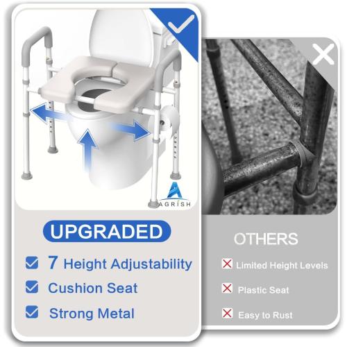 FSA/HSA Eligible Raised Toilet Seat with Handles - Width & Height AdjustableToilet Seat Risers for Seniors, Heavy Duty Handicap Toilet Riser, Fit Any Toilet, Up to 400lbs