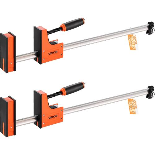 VEVOR Bar Clamps for Woodworking, 2-Pack 36 inch Parallel Clamp Set, F-Clamp with 1500 lbs Load Limit, Even Pressure, High-strength Plastic and Carbon Steel, for Woodworking Metal Working, Orange