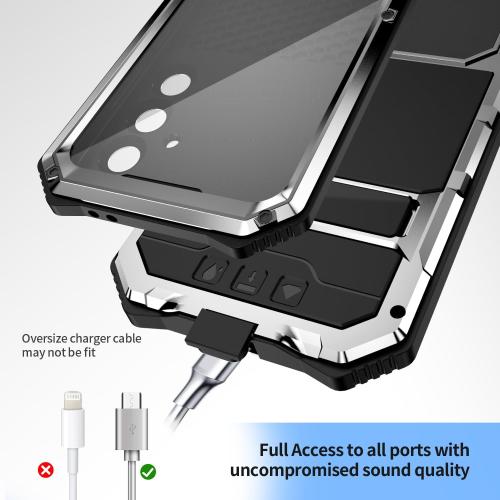 Size Galaxy S24 FE Compatible with Samsung Galaxy S24 FE Case Metal Heavy Duty Phone Case para Built-in Screen Protection Full Body Protective Dust Proof Military Grade Rugged 2024 Silver