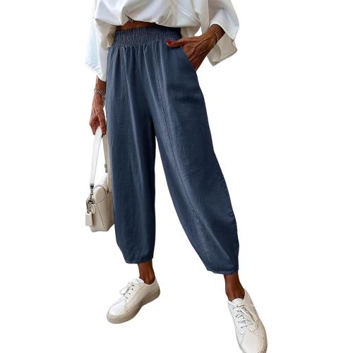 Size 22 TianZHU Womens Cotton Baggy Wide Leg Pants Casual Elastic Waisted Loose Lounge Harem Pants with Pockets