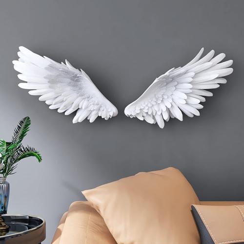 SUN RDPP Angel Wings Wall Decor, 3D Large White Angels Wings Wall Sculptures Art Decor, Angel Wings Statue Ornament for Wall Living Room Bedroom