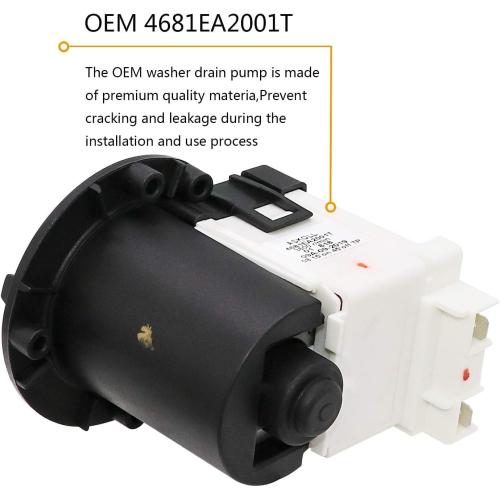 4681EA2001T Washer Drain Pump Assembly Fit for Kenmore/LG Washing Machine wm3670hwa wm3270cw wm2101hw wm3770hva wm3431hs - Replace AP5328388 4681EA1007G 4681EA1007D Drain Pump by AMI PARTS