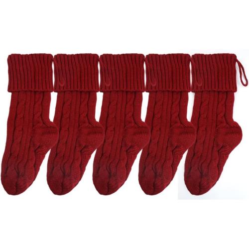 5 Pack Christmas Socks Knitted Wool Candy Bag Socks Gift Socks Hanging Ornaments Wall Decoration Gift Socks