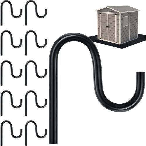 Blulu 10 Pcs 2'' Long Shed Hooks Shed Accessories Without Drilling Hole for Hanging Heavy Duty Individual Utility Hooks Universal Wall Mounted J Utility Hangers for Tools Shovels Rakes (Black)