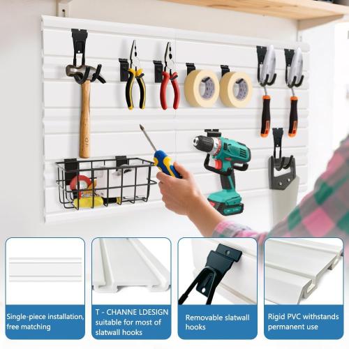6PCS Slatwall Panel 6X24,Slat Wall Paneling System for Garage | Heavy-Duty PVC Garage Wall Organizer, Slatwall Board For Workshop Organization, Retail Display, Easy Installation,White