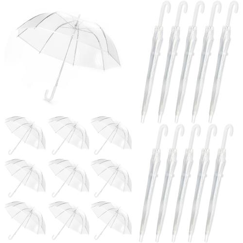 10 Pcs Clear Umbrellas Wedding bulk, Transparent Umbrellas, Windproof Large Clear Umbrella for Outdoor Events, Wedding Supplies