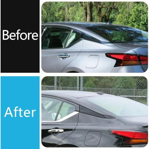 Black Car Accessories Fit for Nissan Altima 2019 2020 2021 2022 2023 2024 2025 Rear Beveled Window Louver Shutter Strips Cover Trims (Carbon Fiber Style) 2PCS ABS