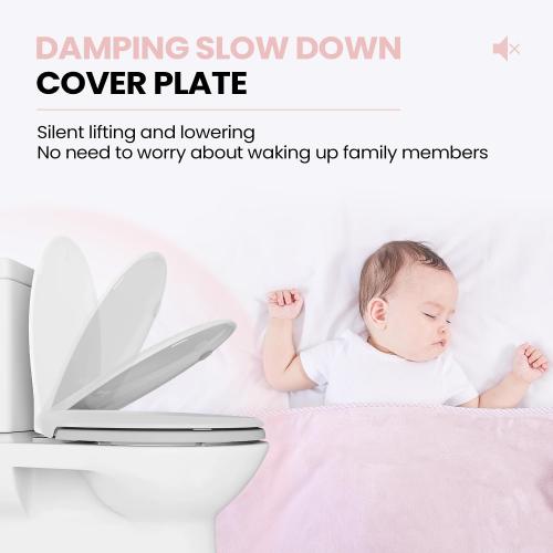 WHITE SS114 Elongated Toilet Seat Compatible with TOTO SS113/SS154/SS224/SS204, Soft Close Elongated Toilet Seat, Traditional Toilet Seat Replacement with Toilet Bolts and Nut - Cotton White