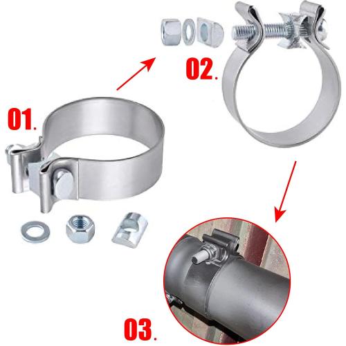2.5 Inch Exhaust Clamp, 2.5 Narrow Band Muffler Clamp, Stainless Steel, 2pcs