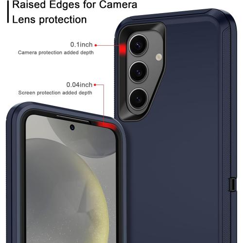 I-HONVA for Samsung Galaxy S24 Case,Galaxy S25 Case Shockproof Dust/Drop Proof 3-Layer Full Body Protection [Without Screen Protector] Rugged Heavy Duty Cover for Galaxy S24/S25,Navy Blue/Black