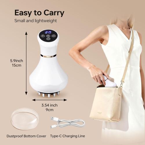 Lymphatic Drainage Massager,4-in-1 Electric Body Sculpting Brush,Helps Reduce Stretch Marks&Cellulite for Relaxation,Multi-Speed Anti Cellulite Massage Tool for Belly Legs Arms(White)