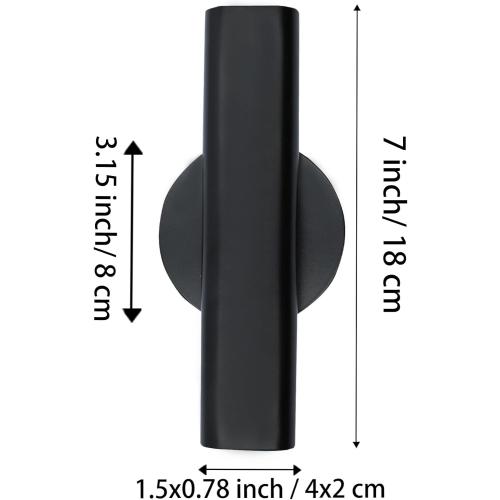 7 Wall-Mounted Flower Tube, Top/Bottom Open Vase, Wall Metal Flower Tube Decoration Holder for Flower Display, Home Office Living Room Bedroom Decoration with Adhesive Material, 2pcs(Black)