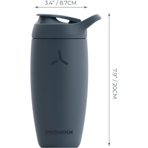 Promixx Pursuit Shaker Bottle - Insulated Stainless Steel Water Bottle and Shaker Cup - 18oz - Midnight Blue
