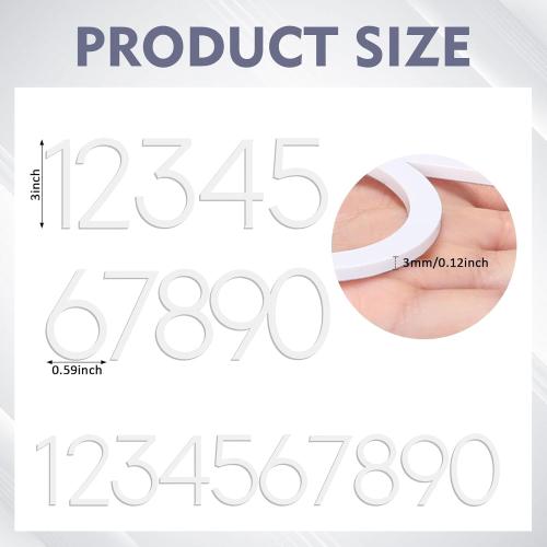 Leinuosen White 3 Inch Acrylic Mailbox Number 2 Set - Weatherproof - Mailbox Numbers for Outside - House Numbers - Sticky (Classic)
