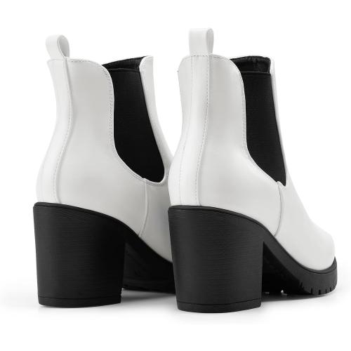 8.5 DREAM PAIRS Women's High Chunky Heel Chelsea Ankle Boots Slip On Elastic Fall Heeld Booties Shoes