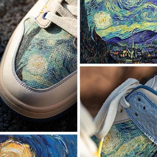 Size 43 Generic Starry Night Inspired Sneakers, Man Shoes, Sneakers