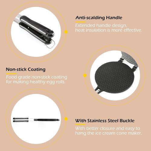 Waffle Cone Maker Ice Cream Cone Maker Household Waffle Maker Non-stick Egg Roll Maker for DIY Ice Cream Waffle Cone Desserts