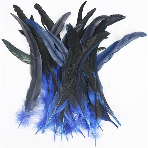 Natural Blue Rooster Tail Feathers,55pcs 8-10inch 20-25cm Bulk Long Rooster Feathers,for DIY Crafts Costume and Halloween Party Performances Decoration (Blue, 8-10in)
