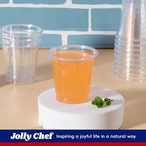 JOLLY CHEF 300 Pack Clear Plastic Cups, 9 oz Crystal Clear PET Party Cups, Classic Clear Disposable Wine Cups for Wedding, Thanksgiving, Birthday, Halloween, Christmas Party