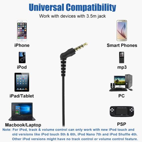 Joysico Wired Over Ear Earbuds Headphones with Mic and Volume Control Black