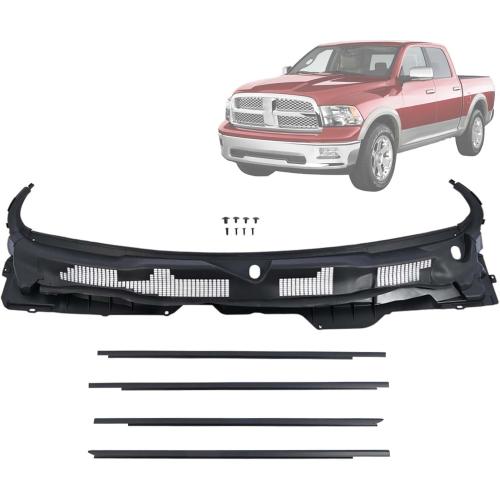 Windshield Wiper Cowl Panel Grille w/Window Trim Molding Compatible with Dodge Ram 1500 2500 3500 2009-2018,1500 Classic 2019-2024 Cowl Top Panel Replace 55112305AD 55112305AB 55112305AC
