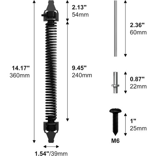 skysen 14 Fence gate Spring self Closing and Adjustable for Wooden or Vinyl Fence,Carbon Steel,Black(gate spring-14)