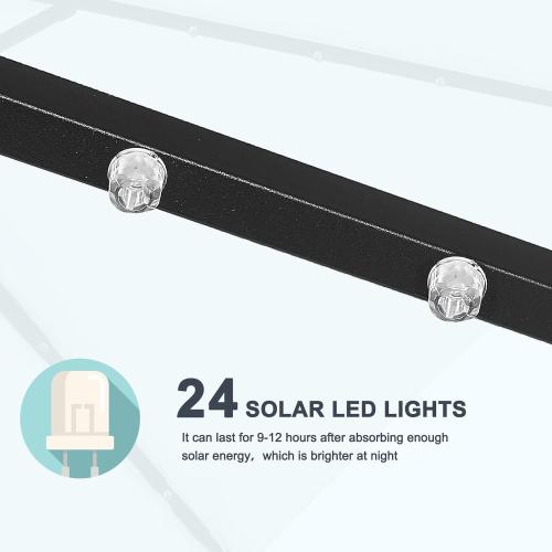 MASTERCANOPY 7.5FT 6Ribs Patio Umbrella with 32 Solar LED Lights, Outdoor Market Umbrella with Tilt & Crank, UV Protection & Fade Resistant Fabric, Easy Set-Up for Garden, Deck, Pool (Khaki)