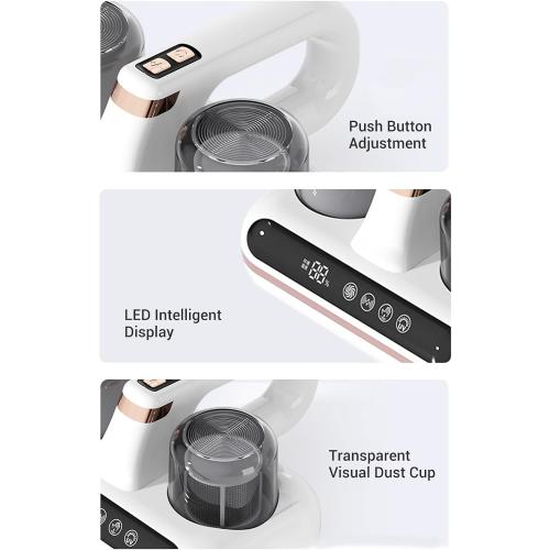 White Mattress Vacuum Cleaner, Handheld Bed Vacuum Cleaner 16Kpa Suction Low Noise with 4 Filter, Cordless Handheld Bed Vacuums Effectively Clean Up Bed, Pillows, Sofas, Carpets