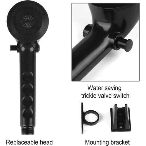 RV Shower Faucet w/Showerhead and Hose - Outdoor Non-Metallic Shower Parts On-Off Handheld Shower Head Valve Diverter Replacements for RVs, Fifth Wheels, Motorhomes,Travel Trailers,Campers,Black