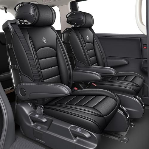 JOJ Custom Fit for Honda Odyssey Seat Covers Full Set 7-Seater Nappa Leather, Black Premium Seat Protectors for Odyssey 1997-2026, Airbag Compatible & Easy Installation