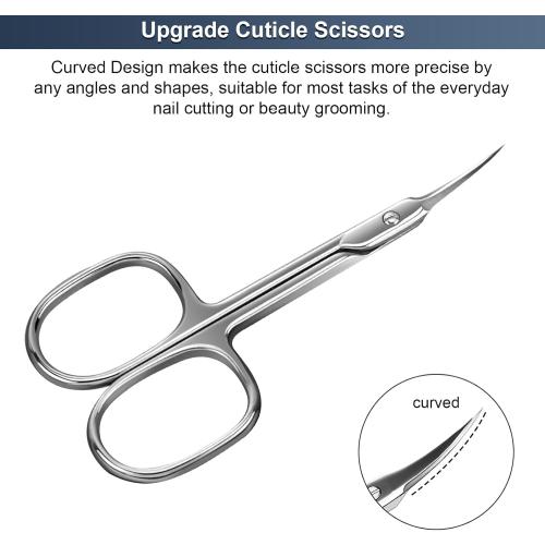 CGBE Cuticle Scissors Extra Fine Curved Blade, Super Slim Manicure Scissors for Cuticles Professional Small Scissors with Precise Pointed Tip Grooming Blades, Eyebrow, Eyelash, and Dry Skin - Silvery