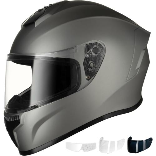 Favoto Full Face Motorcycle Helmet - Dual Visor, Anti-Fog Film Included, DOT Approved Adult Dirt Bike Helmet for Men Women