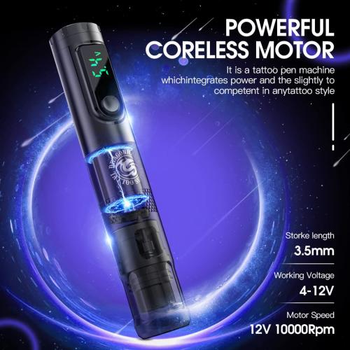 Dragonhawk X4 Tattoo Gun Wireless Tattoo Pen Machine with Two Replacement Batteries Coreless Motor by Mcore Lightweight Slim Great for Women Artists