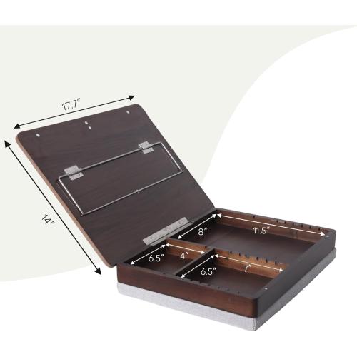 Acacia Wood Easel Lap Desk for Adults, Foldable, Fits up to 17.3 Inch Laptop with Storage and Cushion, Height Adjustable Laptop Pad for Writing, Drawing, and More