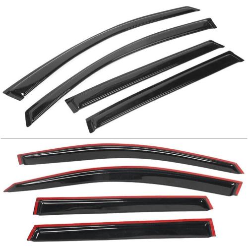 BLACK AND RED Window Visors Rain Sun Vent Guard 4pc Set Acrylic Left Right for Chevy for Traverse 2009-2017