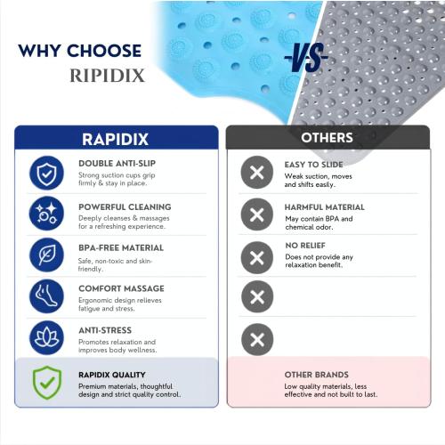 COLOR BLACK Bathtub Mat Non-Slip, 39 x 15.5 Extra Long Shower Mat with Suction Cups, Anti Mold BPA Free & Machine Washable Textured Bath Mat for Tub, Ideal for Kids, Seniors & Pregnant Women
