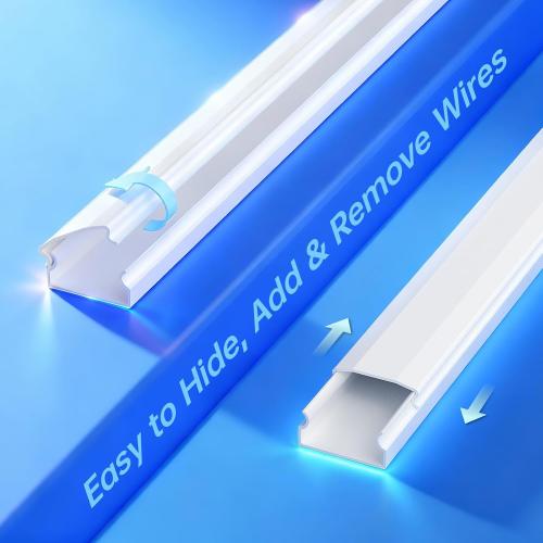Delamu Cord Hider, Cord Covers for 3-4 Wires on Wall, Large Cable Hider Cable Management, Easy Set up Wire Hiders Wire Covers for Cords on Wall, TV Cables Cover Raceway, 6X W1.18 H0.67in, White