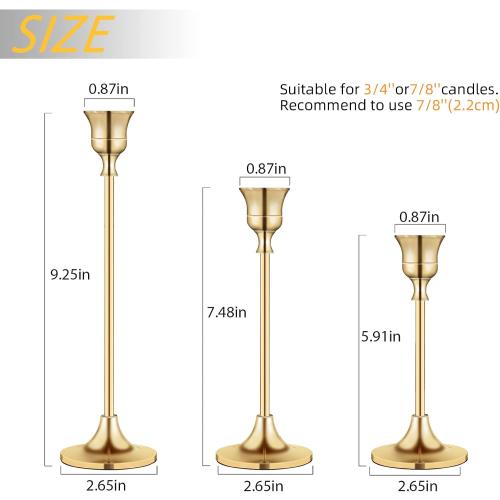 Candlestick Holders,Taper Candle Holder for Candlesticks Gold Brass Vintage Candle Stick Candle Holders Candelabra Candle Holder for Fireplace Party Dining Home