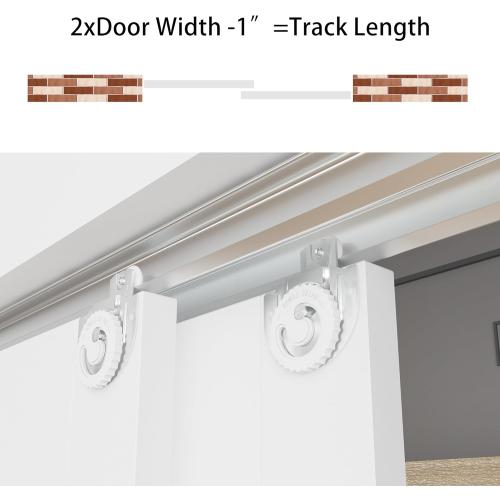 Bypass Sliding Door Track Hardware 48, Wardrobe Closet Door Steel Track Set, Easy to Install,Smoothly and Quietly, for 2 Door System