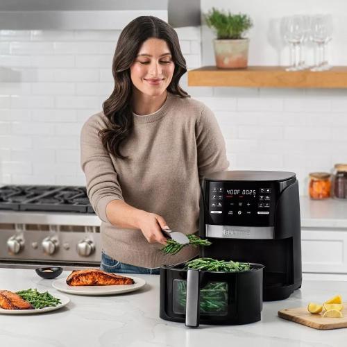 Gourmias 6 Qt Digital Window Air Fryer With 12 Presets, Guided Cooking, Touch Controls & Viewing Window – Oil-Free Frying, Easy Clean, Black ‼️has stains and possible missing items‼️