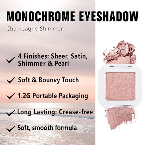 Kaely Dusty Pink Champagne Shimmer Single Eyeshadow Makeup, Rose Gold Neutral Powder Matte Eye Shadow for Older Women, Monochrome Eye Shadow Palette Pigmented Waterproof, Lightweight Blendable, 03