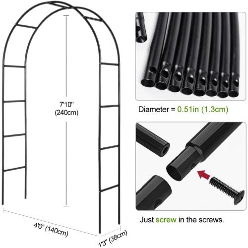 Metal Pergola Arbor,4.6 Feet Wide x7.9 Feet High Assemble Freely for Various Climbing Plant Wedding Garden Arch Bridal Party Decoration Wide Arbor