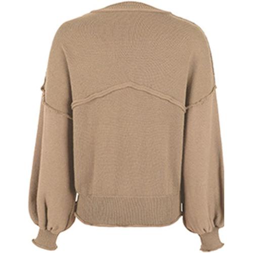 Size S..DGHM-JLMY Women's Reverse Pocket Sweater Lantern Sleeve Sweater Fall Clothes Fashion Solid Sleeve Lantern Sweater Clothes