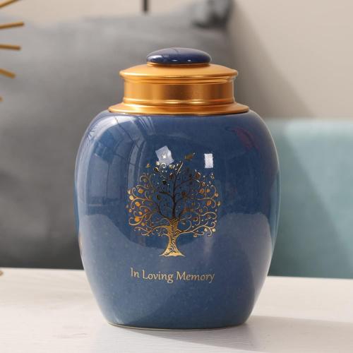 Medium Urn for Human Ashes - Tree o Life Handicrafted Cremation Urn - Beautiful Keepsake Urns - Small Urn for Human Ashes Made of Ceramic - Hold 65 Cubic inches Human or Pet Ashes