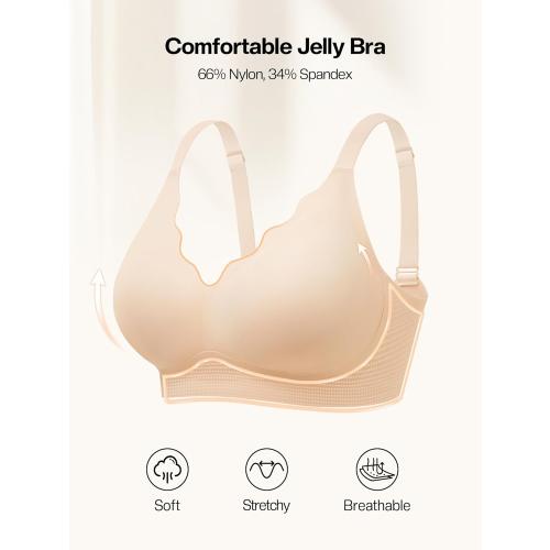 Wireless Jelly Bras for Women No Underwire with Support - S-2XL Seamless Bralettes Everyday Comfort Tshirt Padded Bra
