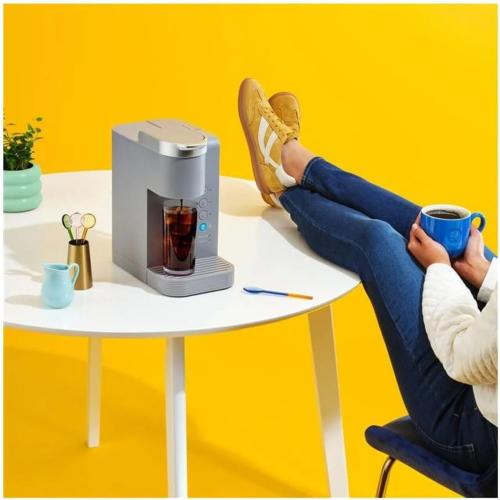 K -Express Essentials Plus Iced & Hot Single Serve Brewer, Adjustable Temp Brew Over Ice, Pods Compatible, Coffee Maker (Gray) NEEDS CLEANING